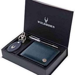 wildhorn Leather Wallet, Keychain & Pen Combo I Gift Hamper for Men (Blue Crunch)-picture-27