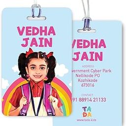 TADA Personalised Rainbow Bag Tags | | Silicone Loop | Kids Travel Essential | Stylish Luggage Labels | Montessori, Pre School, Camping Gear | Customisable Caricature Photo & Contact Info Pack of 2-image-78
