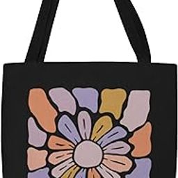 Axochrome Retro Bloom Tote Bag For Women | Stylish Floral Print Cotton Canvas Carryall-image-16