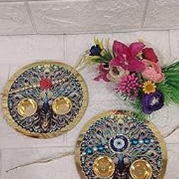 Sellplus Rakhi Pooja Plate with Handmade Rakhi for Brother Traditional Decorative Pooja Thali for Raksha Bandhan-image-39