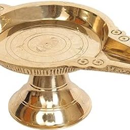 Puja N Pujari Brass Abhishek Patra Plate Tray Stand for God Idols (L X W X H 20 x 12 x 9 cm, Golden)-27