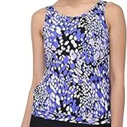 Tankini Swimsuit Printed Tank Top with Black Shorts-image-33