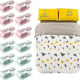 12 PCS Duvet Clips, Needle Cover Clip, Bed Sheet Grippers Clip to Keep Duvet in Place, High Elasticity Non-Slip Comforter Holder Fasteners Clamp for Blanket/Bed Sheet/Curtain-26
