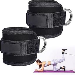 Leosportz® Ankle Strap for Gym Cable Machine (Pair)- Heavy D Ring Padded Ankle Band for Gym Workout | Cuff Attachment Kickbacks Leg Extension Men and Women (Black (Pack of 2))-10