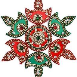 AargKraft™ Acrylic Handmade Round Rangoli Home Temple Decorations for Diwali, Dusshera Wedding Pooja Festival Size - Very Small-image-2
