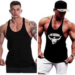Round Neck Big Armhole Gym Stringer Vest for Men(Gym_vest39)-image-67