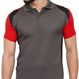 Color Block Cut Sew Polo T-Shirts for Men - Dryfit Polyester Light Weight Half Sleeves Slim Fit T-Shirt-image-29