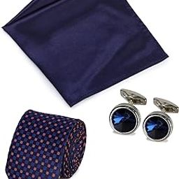 Tie + Cufflinks + Pocket Square Dark Blue Gift Set by Raymond (PZYG03404-B6_)-picture-17