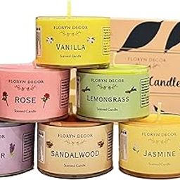 Small Scented Candles Gift Set for Home Decor | Non-Breakable and Reusable Jars | Perfect Return Gift | Fragrances - Lavender, Rose, Vanilla, Jasmine, Sandalwood, Lemongrass (6)-6