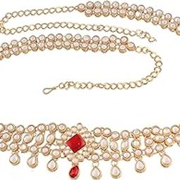 18k Gold Plated Ethnic Kundan Studded Kamarband/Belly Chain for Women (B027)-image-55