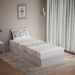 DDECOR Live beautiful Cotton Single Bed Sheet Set with 1 Pillow Covers (152 CM X 224 CM, Blue) Rotary Print Floral 144TC GSM-image-21