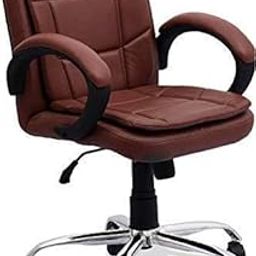 Mezonite Medium Back Ergonomic Leatherette Office & Work from Home Chair with Strong Metal Base & High Comfort Seating (Brown, Medium Back)-image-45