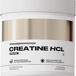 CHAMBEROFGODS 100% Pure Creatine Hcl Supplement|Improved Muscle Strength & Power|Better Absorption (100 Grams,Unflavoured),Powder-32