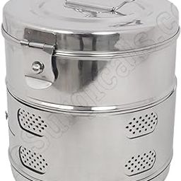IS IndoSurgicals Stainless Steel Dressing Drums, 9" x 9"-17