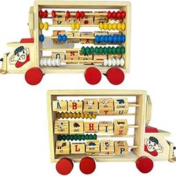 Wooden Educational Study Bus for Toddlers 2+ Years - ABC Alphabet Learning, Abacus Counting & Clock Teaching Toy - Multifunctional Montessori Toy for Boys & Girls-image-22