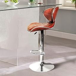 KOORSI & COMPANY. Apple Bar Chair Height Adjustable and Cafe Bar Revolving Bar Stool/Kitchen Chair/Stylish Bar Stool with 6 Month Limited Warranty (Brown, Set of 1)-image-2