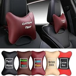 MVJAA Customizable Neck Pillow, Black Headrest Pillow, Leather Seat Neck Support Cushion, Comforble Soft Travel Pillows for Traveling, Car, Home (Brown)-image-64
