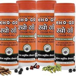 Khogo Pills For Cough & Sore Throat, Ayurvedic Tablets For Seasonal Cough & Bad Breath, 100 Pills in each Btl, 100 Tab, Pack Of 4-20