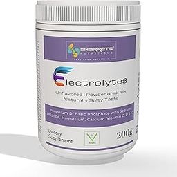 Sharrets Electrolytes Powder 200g Unflavored - with Essential Minerals (K,P, Na,Cl, Mg,Ca) and Vitamins C, D, & K2 - For Intermittent Fasting, Keto, Energy, and Hydration.-image-0