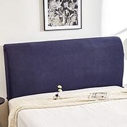 HOMETHREADS Stretchable Lycra/Velvet Bed Headboard Cover Soft BedHead Dust-Proof Cover,Head Back Protector for Your Leather/Cloth/Wooden Bedside|5 to 6.5 Feet Bed Back Cover (Navy, 172x65cm)-image-45