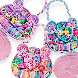 Bear Shape Hair Accessories Gift Box for Girls | 80+ Pcs Multicolor Clips & Rubber Bands | Return, Birthday & Rakhi Gift | Random Color-image-86
