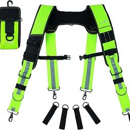 Tool Belt Suspenders Construction Bag Suspenders Padded Work Belt Hi Vis Suspenders for Carpenter/Electrician-image-11