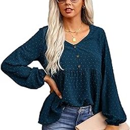 Top for Women Stylish as Office Full Sleeves Tops for Womens Latest Casual Stylish V-Neck Short Georgette Textured Peplum Balloon Western Tops for Woman-image-56