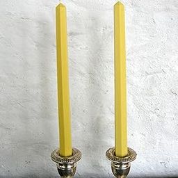 Hand Crafted Cream Colored Beeswax 10" Hexagonal Taper Candles-image-67