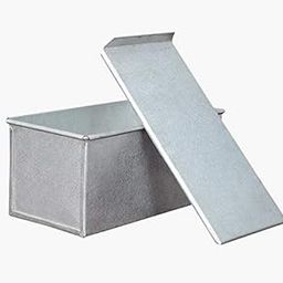 FOOTTOES Rectangle Iron Sandwich Bread Mold | Pan | Tin | Box with Cover for Baking in 500 Grams (Silver)-19