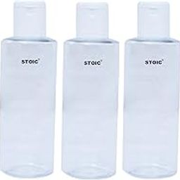 STOIC 200ml Refillable Empty Clear Plastic Sample Mini Bottle With Flip Caps For Fine Drop Liquid Atomizer Sanitizer Air Travel Loations Beauty Makeup (Pack of 5)-53
