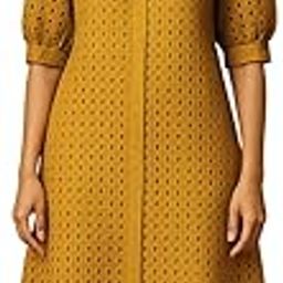 V Neck Collared Neckline Little Puff in Elbow Sleeves with Cuff Knitted Sweet Hive Feeding Dress - Golden Hour-image-10