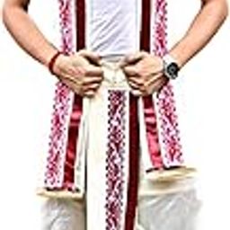 Men's Ethnic | Traditional Ready to wear (Pant System) Readymade Panchakacham Dhoti With Angavastram(Towel) Set, Tassar Silk, Free Size (GC002)-image-32