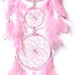 Good Aura Store Handmade Dream Catchers Wall Hangings for Home Decor Kids Room Bedroom Livingroom Balcony Feathers Dreamcatcher Wall Decorations Gift Items(Pack of 1, 18LX86Hcm, Pink)-image-47