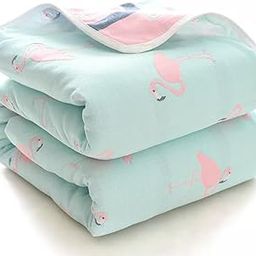 Baby Muslin Blanket for Newborn | 80 * 80 | 6 Layer Gauze Cotton | Soft Swaddle Wrap Blanket/Quilt/Bath Towel/Nursing Cover/Crib Blankets for Boys and Girls (Pink Swan)-image-93