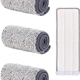 FRESHOME Microfiber Mop Refill Pads for Flat Mop – Small Size 32.5x12cm – 2-Way Lock System – Reusable & Washable – Compatible with Flat Spray Mop – Pack of 3-10