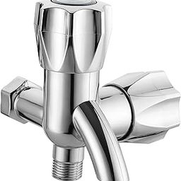 Axtry Mak ABS Plastic Water Tap/2 Way Tap/2 Way Bib Tap/Two Way Tap Bathroom/2 Way Bib Cock/2 in 1 Plastic Bib Cock/Bibcock for Hot & Cold Water/ 1/2 Inch – 15mm (1Pcs, Chrome Finish)-22