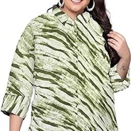 Women's Plus Size Printed Longline Casual Shirt Tops (2XL to 7XL)-picture-2