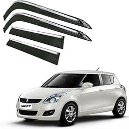 CAR SAAZ® Side Door Visors for Swift(2011-2017)(Set of 4Pcs) |Chrome Lined Rain Guards, Polycarbonate, Smoke Finish-image-84
