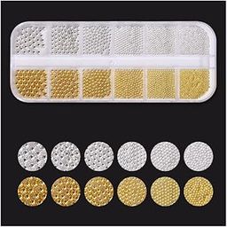 1PC. Nail Art Decorations Palette Golden Silver Caviar Beads DIY Nail Art Accessories For Manicure-image-3