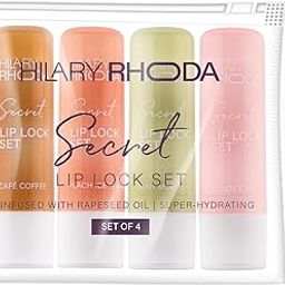 Hilary Rhoda Secret Lip Lock Set | Infused with Rapeseed Oil | Super-Hydrating Lip Balm & Repairs Lips | Cruelty-Free | Keeps Lips Soft & Supple | Set of 4 | 2.6g*4, Multicolor-14
