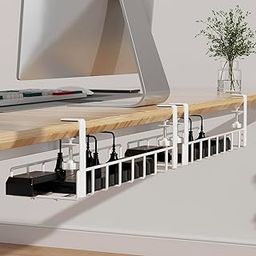 Tisany® Iron Under Desk 17 inch Cable Management Wire Rack, Power Strip Holder, Cord Organizer, Wire Management Tray for Office and Home, White (2 Pack White) (Black 2 Pack) (2 Pack-White)-14