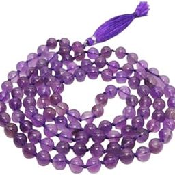 GemsTech AAA+++ Quality Amethyst Stone Mala Original Certified Jamuniya Malaa Purple Amethyst Mala 108 Beads Katela Stone Malaa for Special Occasion-image-23
