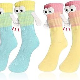 2 Pairs Holding Hands Socks for Women,Funny Cotton Socks for Men,Magnetic Suction Couple Floor Ankle Teens Friends Birthday Christmas Gift (for US Size 5-10.5)-image-62