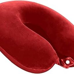 Billebon Cool Gel Infused Memory Foam Travel Neck Pillow with Magnetic Fabric Luxury Neck Support Pillow for Comfortable Travel, Washable Removable Cover (Red)-picture-18