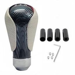 CARIZO Car 5 Speed Manual Transmission Gear Shift Knob Leather Coat Carbon and Beige, Stylish Look Compatible with Honda WRV-image-71
