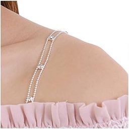 Women's Bra Strap 1 Pair of 2 Rows Tassel Adjustable Gorgeous Shoulder Rhinestone Strap White (Metal+Crystal) | MODERN TYPE-picture-45