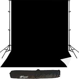 HIFFIN® 2 in 1 Photography Backdrop 8x12ft Black & White with 9x9ft Backgroud Stand Kit Washable Background Screen Carry Bag, (B01 + 2 in 1 White & Black Backdrop)-image-36