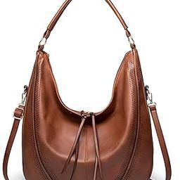 Women's Faux Leather Shoulder Handbags Hobo Bag Big Ladies Purse Multiple Compartments Tote Bag for Office and College with Long Strap - Brown-picture-28