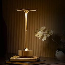 ro:sha Rosha Zenith Wireless Aluminium LED Table Lamps with Modern Cool Lighting | Upto 13-14 Hrs 2500 mAh Rechargeable Batteries | Touch Dimmer Control | 3 Level Brightness (Gold)-image-96
