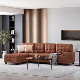 Caradel Mosco 6 Seater L Shape Leatherette Sofa Set LHS in Brown Color for Living Room, Couch Sofa for Living Room, Six Seater Sofa-image-28